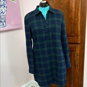 Lauren James Navy and Green Plaid Dress